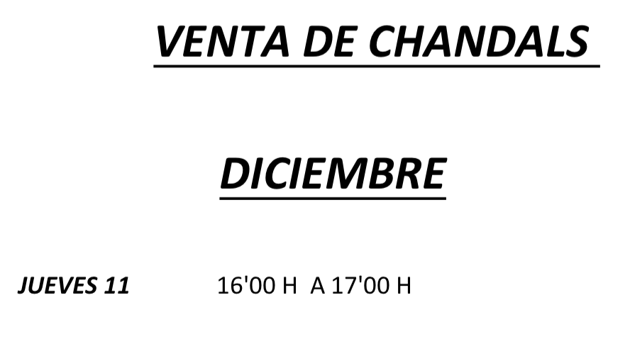 Venta de chandals – Diciembre 2014