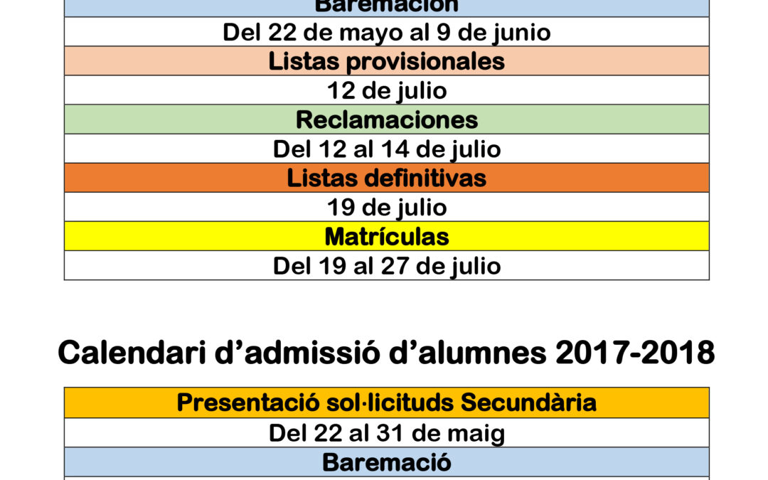 Calendario de admisión alumnos 2017-18-2